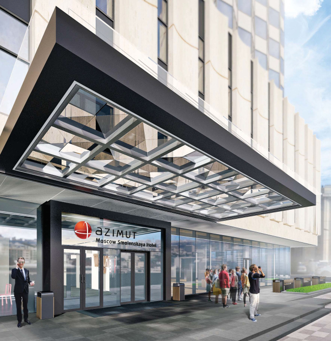 Project of renovating "Belgrade" Hotel. The entrance group with the marquee � T+T Architects