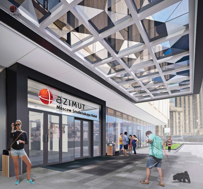 Project of renovating "Belgrade" Hotel. The entrance group with the marquee � T+T Architects