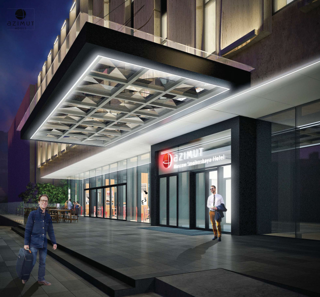 Project of renovating "Belgrade" Hotel. The entrance group with the marquee � T+T Architects