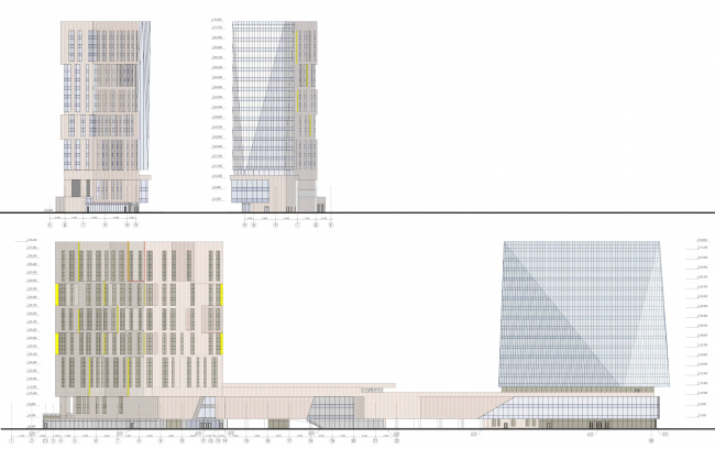 Multifunctional complex and shopping mall at the Akademika Ilyushina Street. Facades  Asadov Architectural Bureau