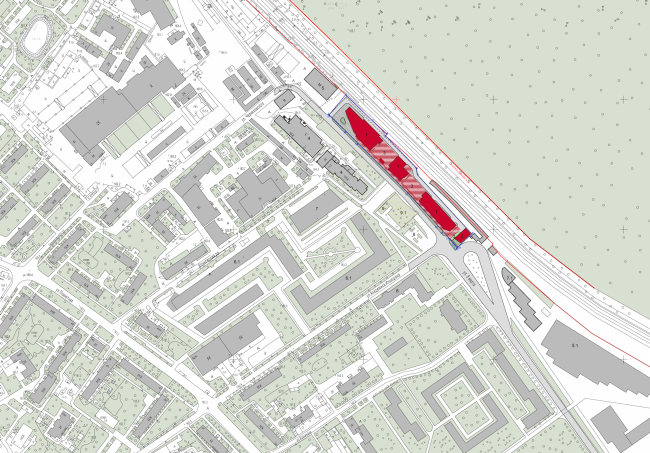 Multifunctional complex and shopping mall at the Akademika Ilyushina Street. Location plan  Asadov Architectural Bureau