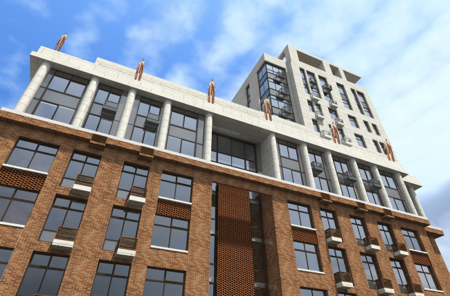 Residential complex in Kaluga. Fragment of the facade. Project, 2015 � GrandProjectCity