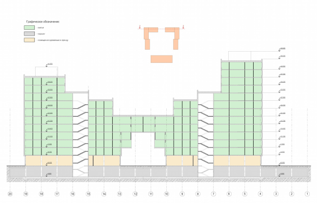 Residential complex in Kaluga. Section view. Project, 2015  GrandProjectCity