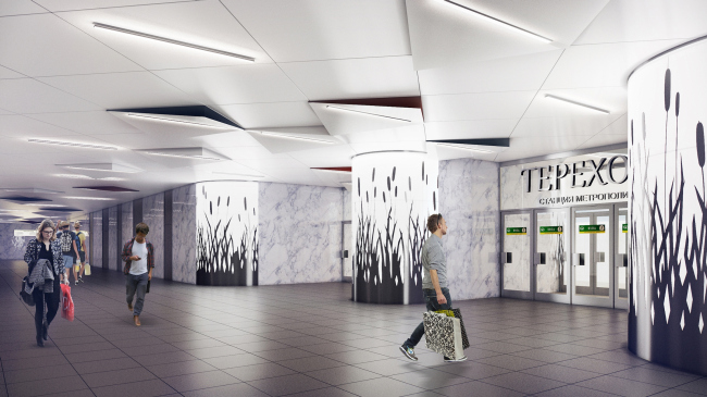 "Terekhovo" metro station. The area of the underground lobbies @Sergey Estrin Architects