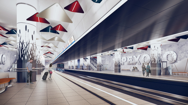 "Terekhovo" metro station. The platform area @Sergey Estrin Architects