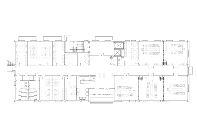 "Zhaikmunai" buiness center. Plan of the 1st floor. Construction, 2015. Photo  UNK Project