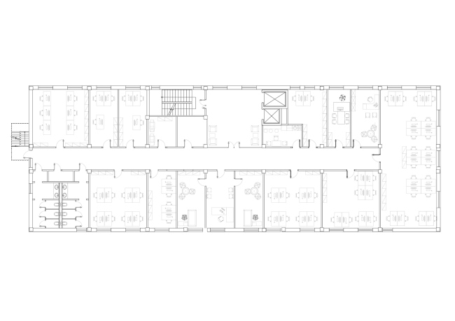 "Zhaikmunai" buiness center. Plan of the typical floor. Construction, 2015. Photo � UNK Project