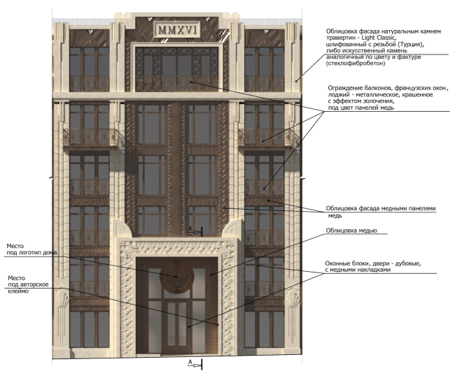 Residence in Vsevolozhsky. Fragment of the main facade  Mezonproject