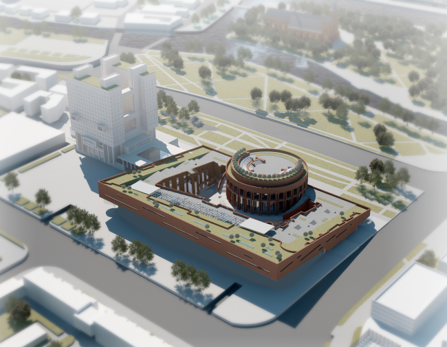 A project of historical and cultural center in Kaliningrad. Bird's eye view. Project, 2015  Anatoly Stolyarchuk Architectural Studio