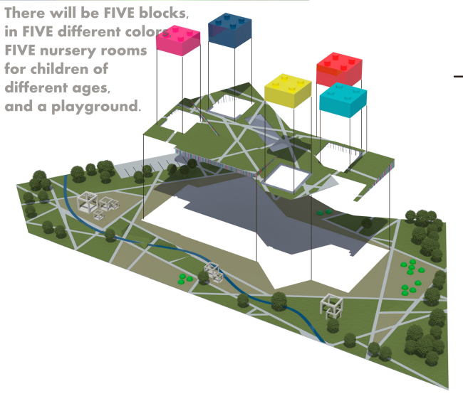 Nursery school in London. The plan of locating the units. Project, 2015  Anatoly Stolyarchuk Architectural Studio