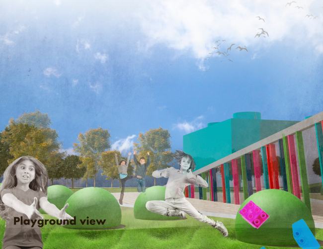 Nursery school in London. View of the playground. Project, 2015  Anatoly Stolyarchuk Architectural Studio