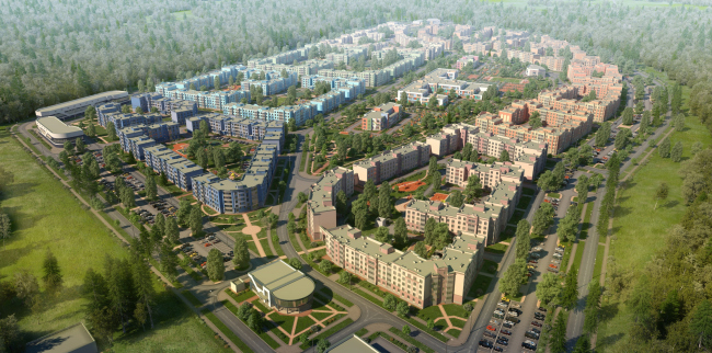 "New Sertolovo" residential complex. Bird's eye view. Project, 2015  Sergey Tsytsin Architectural Studio