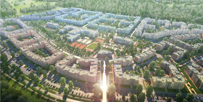 "New Sertolovo" residential complex. Bird's eye view. Project, 2015 � Sergey Tsytsin Architectural Studio