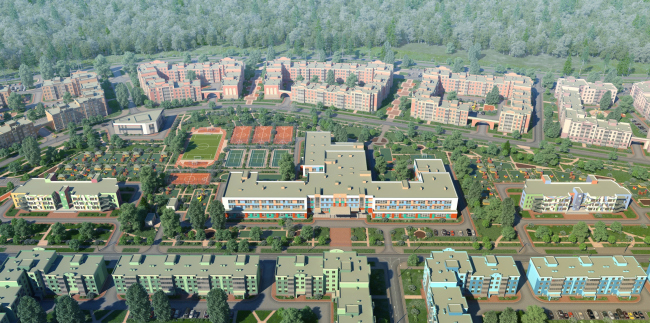 "New Sertolovo" residential complex. Bird's eye view. Project, 2015 � Sergey Tsytsin Architectural Studio