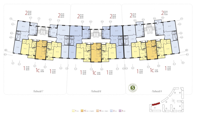 "New Sertolovo" residential complex. Plan of the typical floor. Project, 2015  Sergey Tsytsin Architectural Studio