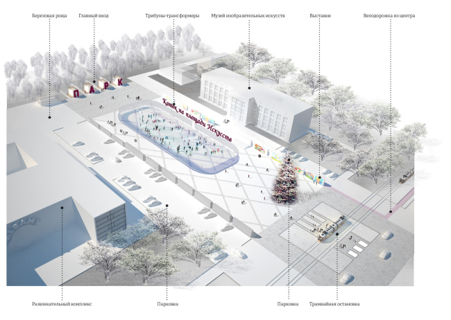 Концепция обновления общественных пространств в Туле. Площадь искусств. Каток. Проектное предложение, 2015 © Четвертое измерение