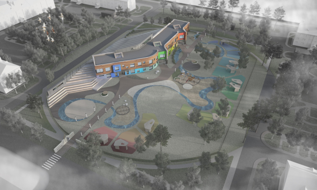 Kindergarten in Beloyarsky. Birds-eye view. Project, 2014  City-Arch