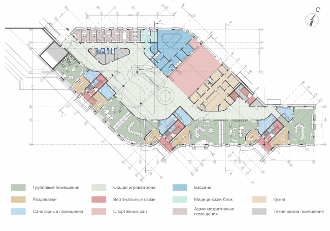 Kindergarten in Beloyarsky. Plan of the 1st floor. Project, 2014  City-Arch