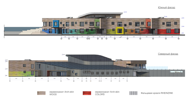 Kindergarten in Beloyarsky. North and south facades. Project, 2014  City-Arch