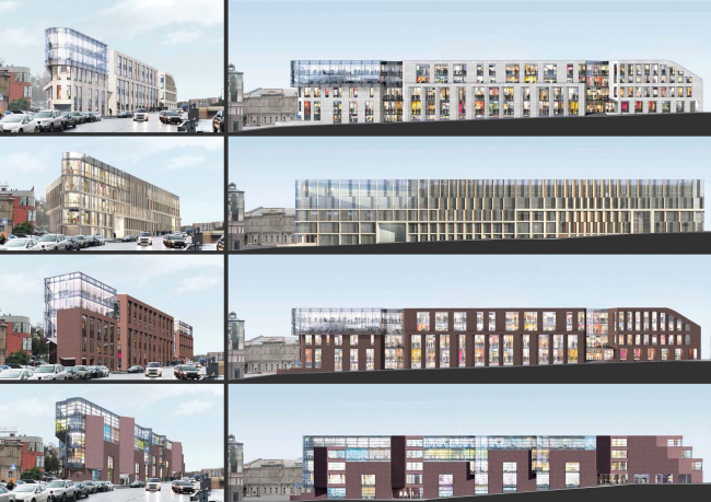 Multifunctional complex on the Zemlyanoy Val Street. Facade versions. Project, 2014 � Ginsburg Architects
