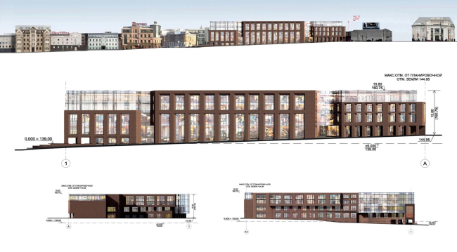 Multifunctional complex on the Zemlyanoy Val Street. facades and development drawings. Project, 2014  Ginsburg Architects