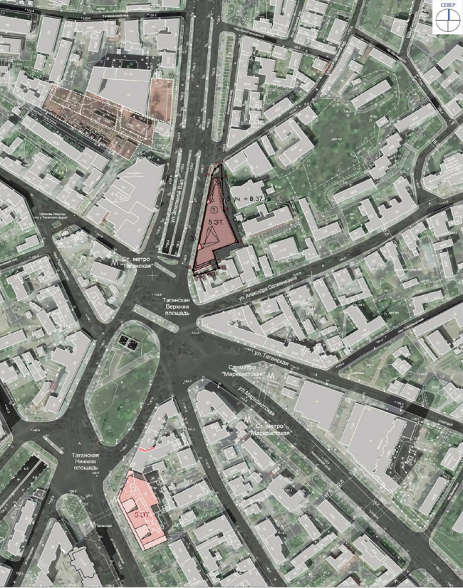 Multifunctional complex on the Zemlyanoy Val Street. Location plan. Project, 2014  Ginsburg Architects