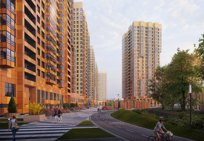 Multiapartment buildings on the Komendantsky Prospect. Yard. Project, 2015 � Evgeny Gerasimov and Partners