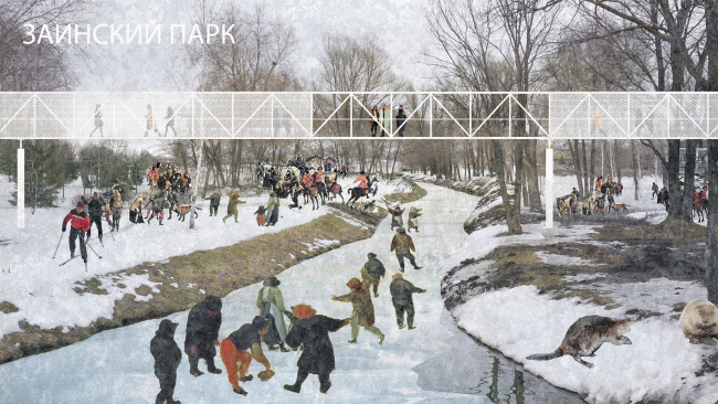 Project of the workshop "Spring MARCH in Kazan". Zainsky Park. Provided by MARCH Lab.