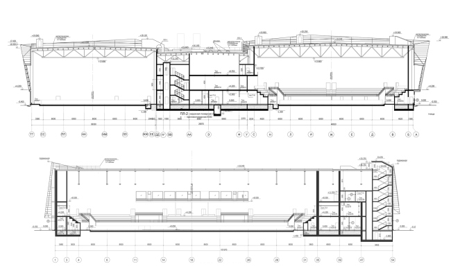 "Avangard" Hockey Academy. Section view  Sergey Tsytsin Architectural Studio