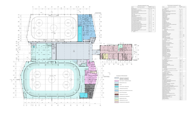 Хоккейная Академия «Авангард». План 2 этажа © Архитектурная мастерская Цыцина