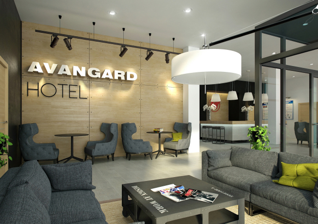 "Avangard" Hockey Academy. Hall of the hotel  Sergey Tsytsin Architectural Studio