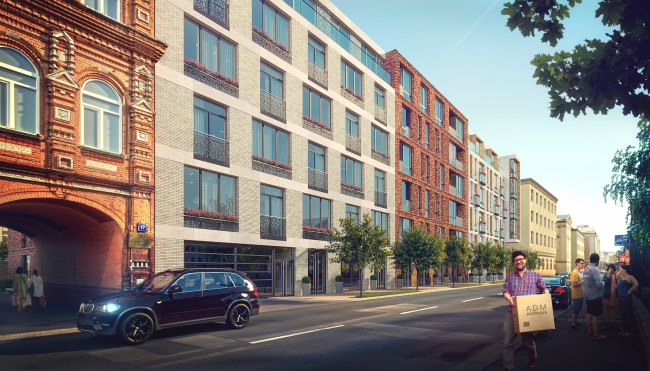 The housing project on the Malaya Ordynka Street. The main facade. Version 1. Project, 2016 � ADM