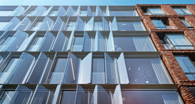 The housing project on the Malaya Ordynka Street. Fragment of the main facade. Version 2. Project, 2016 � ADM