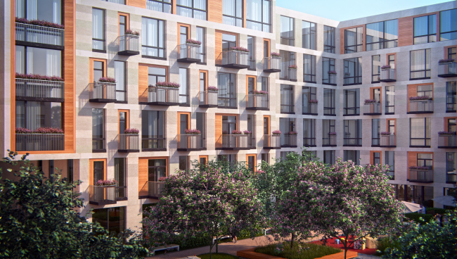 The housing project on the Malaya Ordynka Street. The yard facade. Version 2. Project, 2016 � ADM