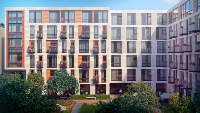 The housing project on the Malaya Ordynka Street. The yard facade. Version 2. Project, 2016 � ADM
