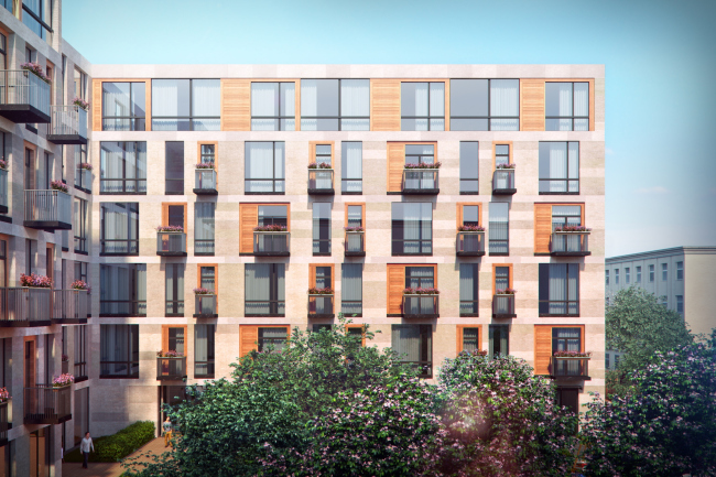 The housing project on the Malaya Ordynka Street. The yard facade. Version 2. Project, 2016 � ADM