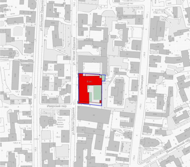 The housing project on the Malaya Ordynka Street. Location plan. Project, 2016  ADM