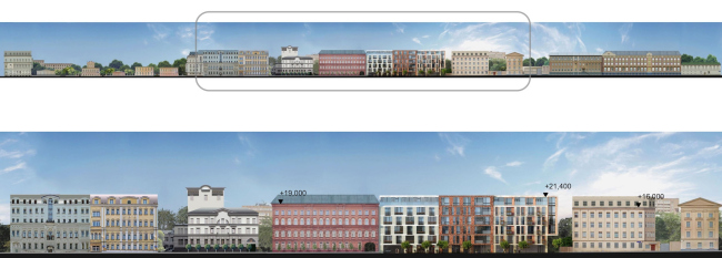 The housing project on the Malaya Ordynka Street. Facade. Version 1. Project, 2016 � ADM