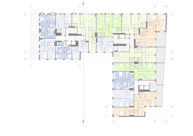 The housing project on the Malaya Ordynka Street. Plan of the 2nd floor