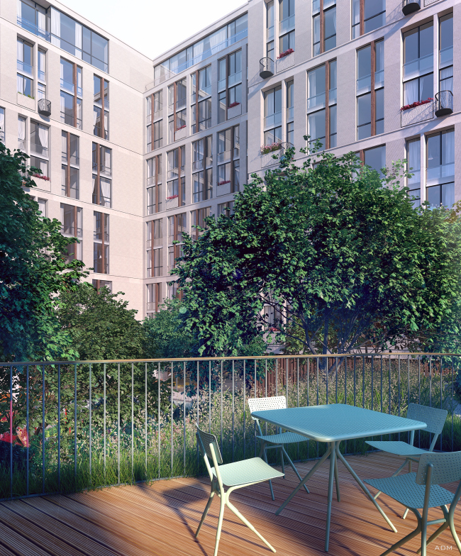 Residential project at Novoslobodskaya Street. The yard facade. Project, 2016 � ADM