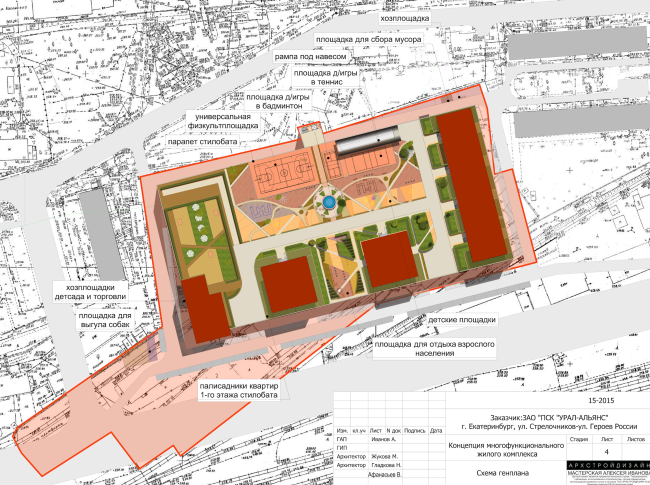 Multifunctional residential complex in Ekaterinburg. Masterplan  Arkhstroydesign