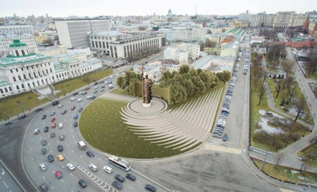 The project of organizing the Borovitskaya Square  AI Architects. Image courtesy by the press service of Moscow City Architecture Committee