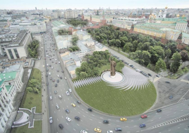 The project of organizing the Borovitskaya Square  AI Architects. Image courtesy by the press service of Moscow City Architecture Committee