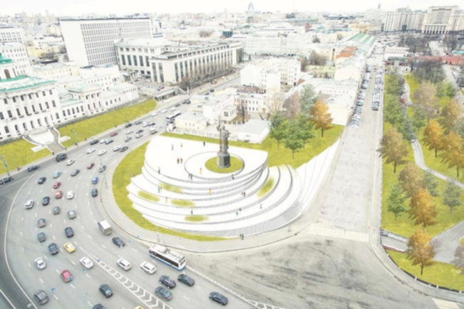 The project of organizing the Borovitskaya Square  Kleinewelt Architekten. Image courtesy by the press service of Moscow City Architecture Committee