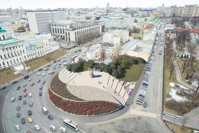 The project of organizing the Borovitskaya Square  Pride Creative Union. Image courtesy by the press service of Moscow City Architecture Committee