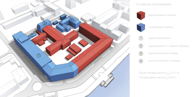 Multifunctional residential complex in Ekaterinburg. Analytical model. Project, 2016  T+T Architects