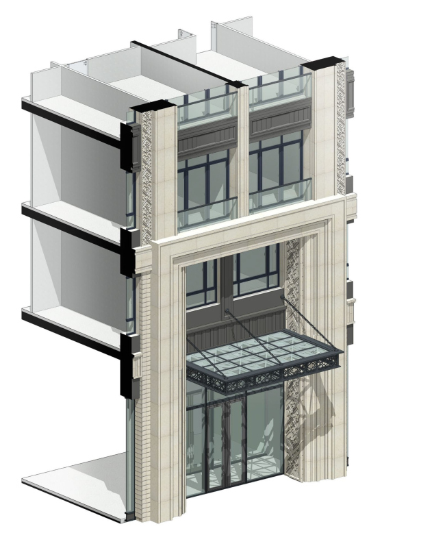 Multifunctional residential complex in Ekaterinburg. The entrance group of Unit A. Project, 2016  T+T Architects