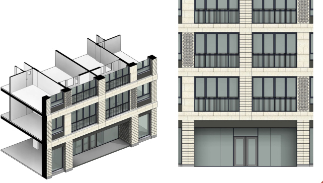 Multifunctional residential complex in Ekaterinburg. The entrance group of Unit B. Project, 2016  T+T Architects