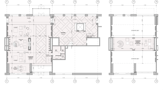 Multifunctional residential complex in Ekaterinburg. Plan of the entrance lobby. Project, 2016  T+T Architects