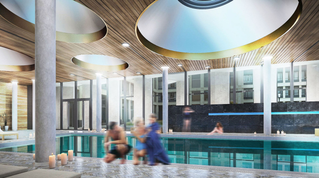 Multifunctional residential complex in Ekaterinburg. Pool. Project, 2016 � T+T Architects